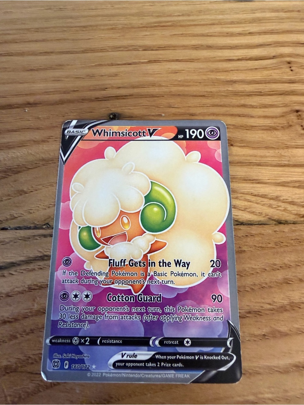 Whimsicott V Pokémon Card - Pink & Cream Artwork